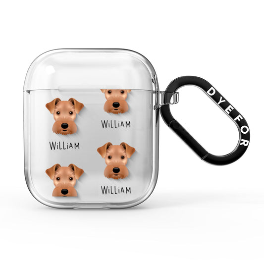 Welsh Terrier Icon with Name AirPods Clear Case