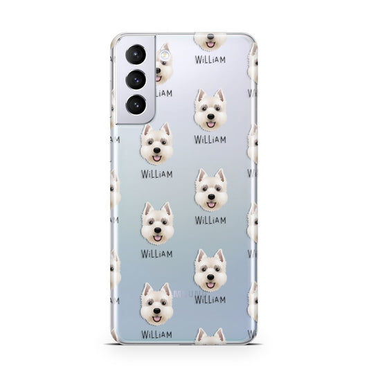 West Highland White Terrier Icon with Name Samsung S21 Plus Phone Case