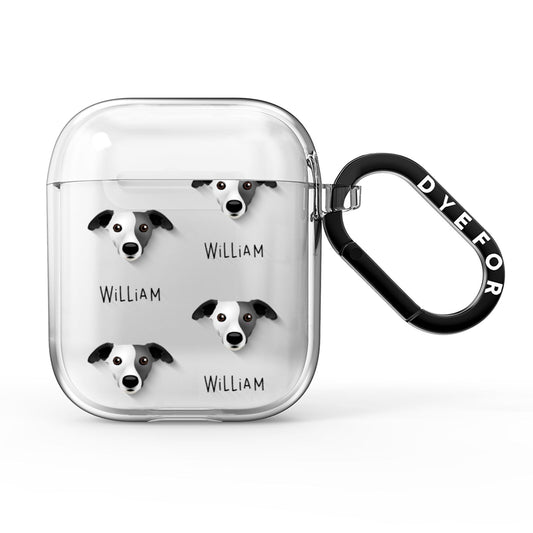 Whippet Icon with Name AirPods Clear Case