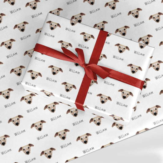 Whippet Icon with Name Custom Wrapping Paper