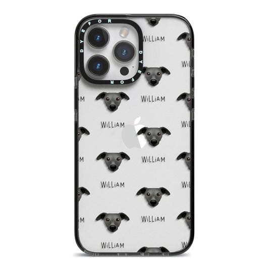 Whippet Icon with Name iPhone 14 Pro Max Black Impact Case on Silver phone