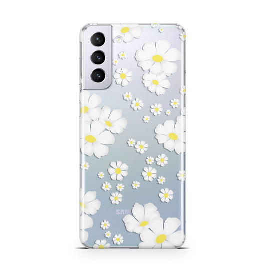 White Daisy Flower Samsung S21 Plus Phone Case