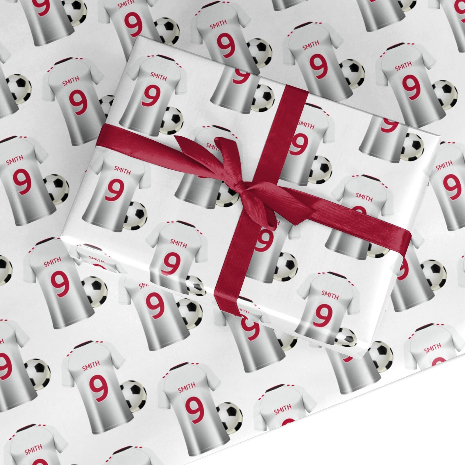 White Football Shirt Personalised Name Custom Wrapping Paper