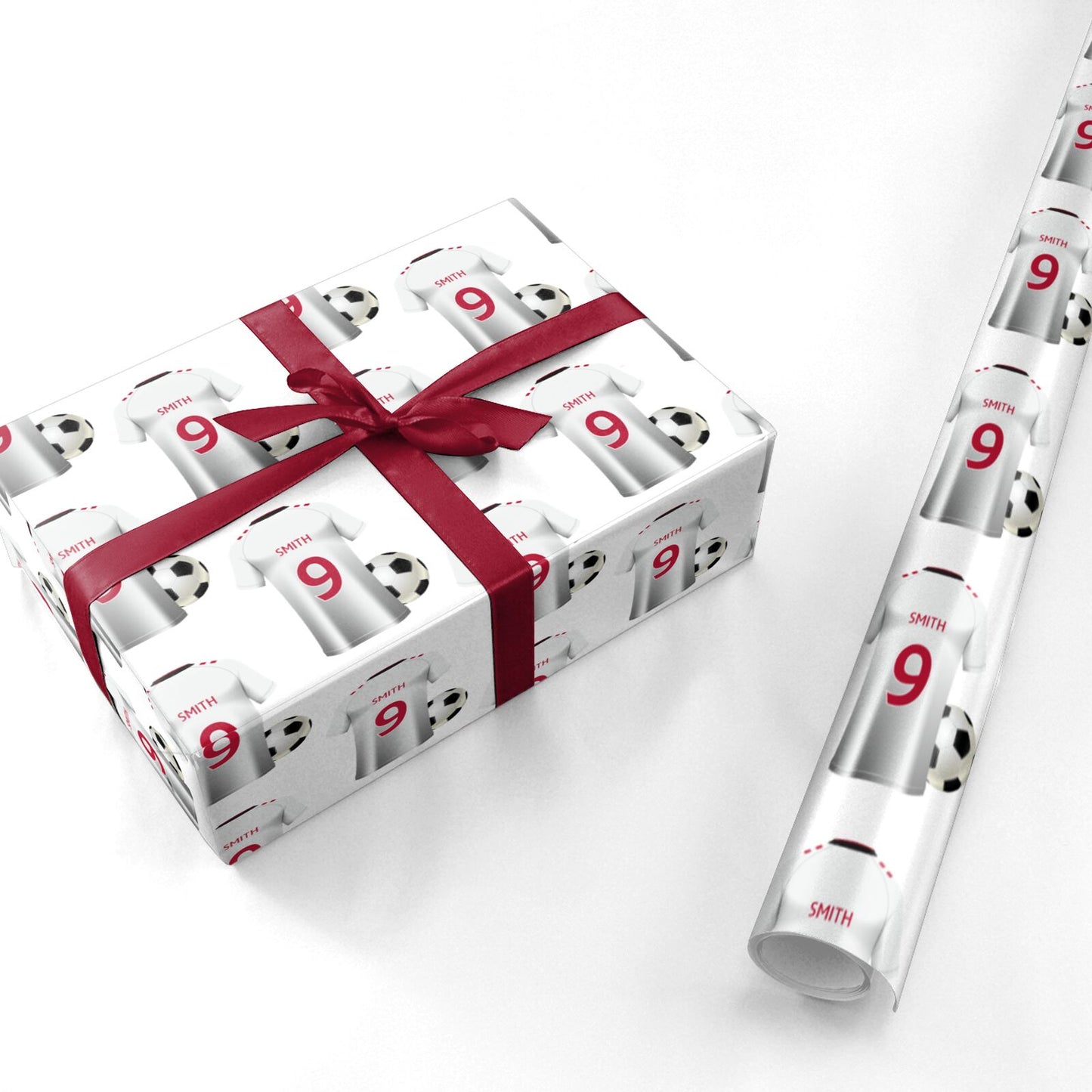 White Football Shirt Personalised Name Personalised Wrapping Paper