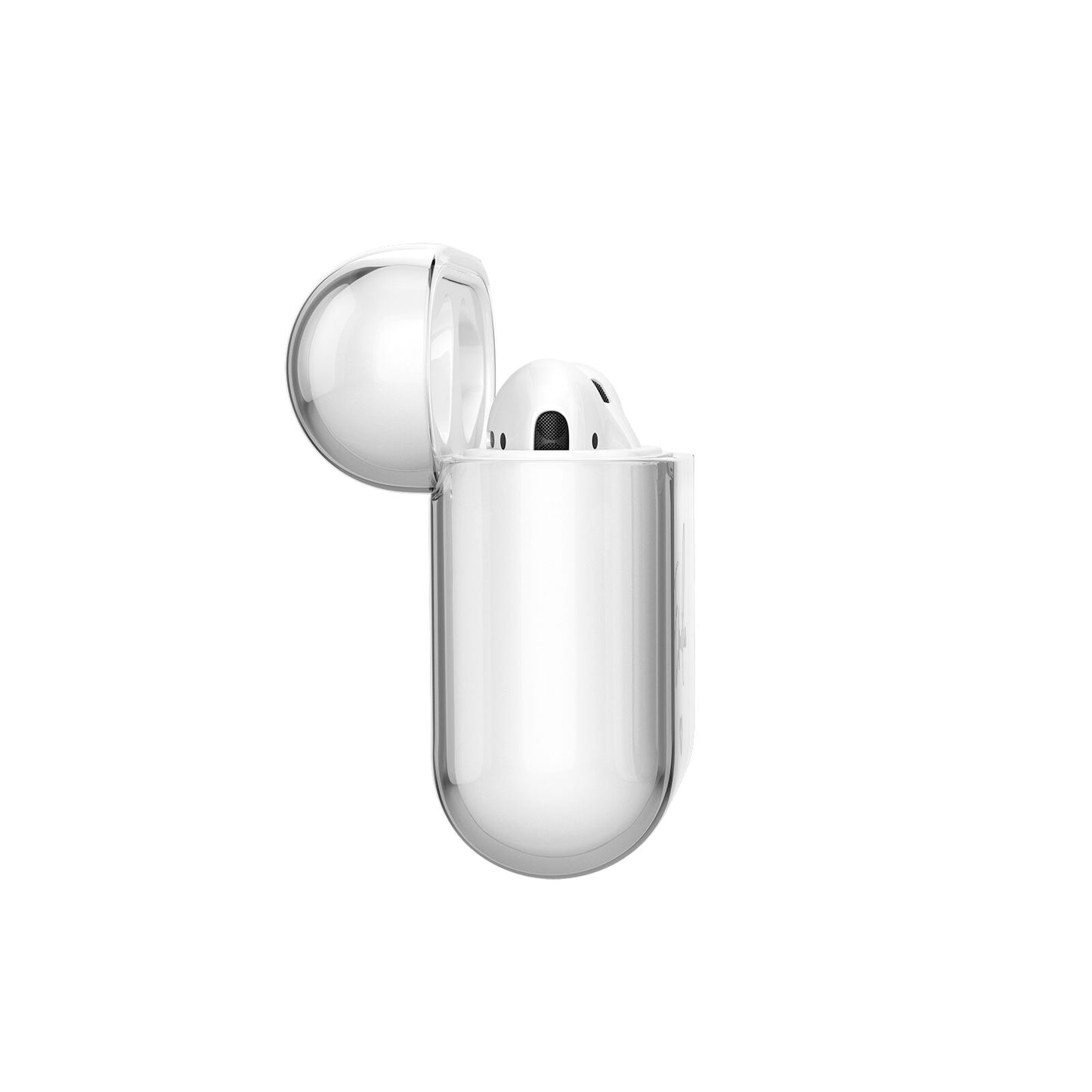 White Handwritten Name Transparent AirPods Case Side Angle