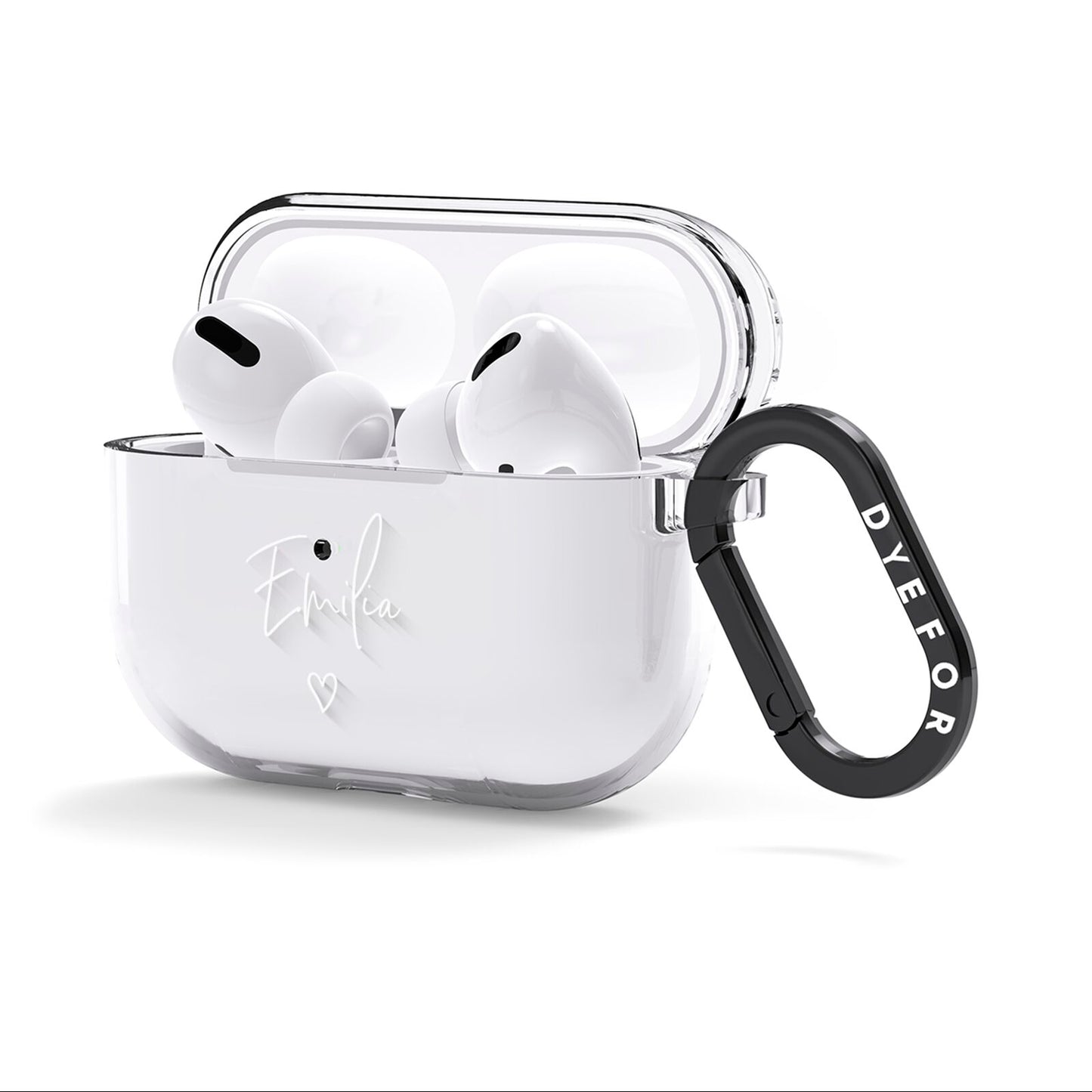 White Handwritten Name Transparent AirPods Clear Case 3rd Gen Side Image