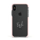 White Handwritten Name Transparent Apple iPhone Xs Impact Case Pink Edge on Black Phone