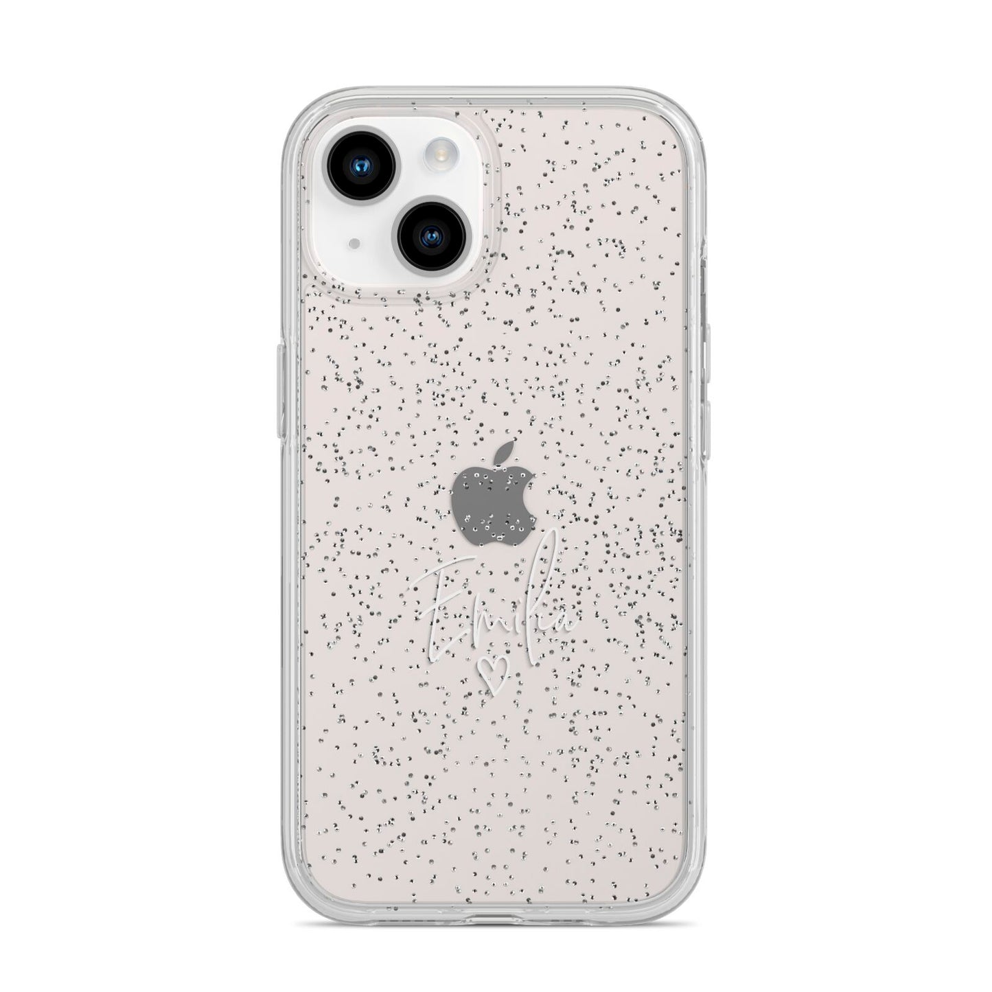 White Handwritten Name Transparent iPhone 14 Glitter Tough Case Starlight