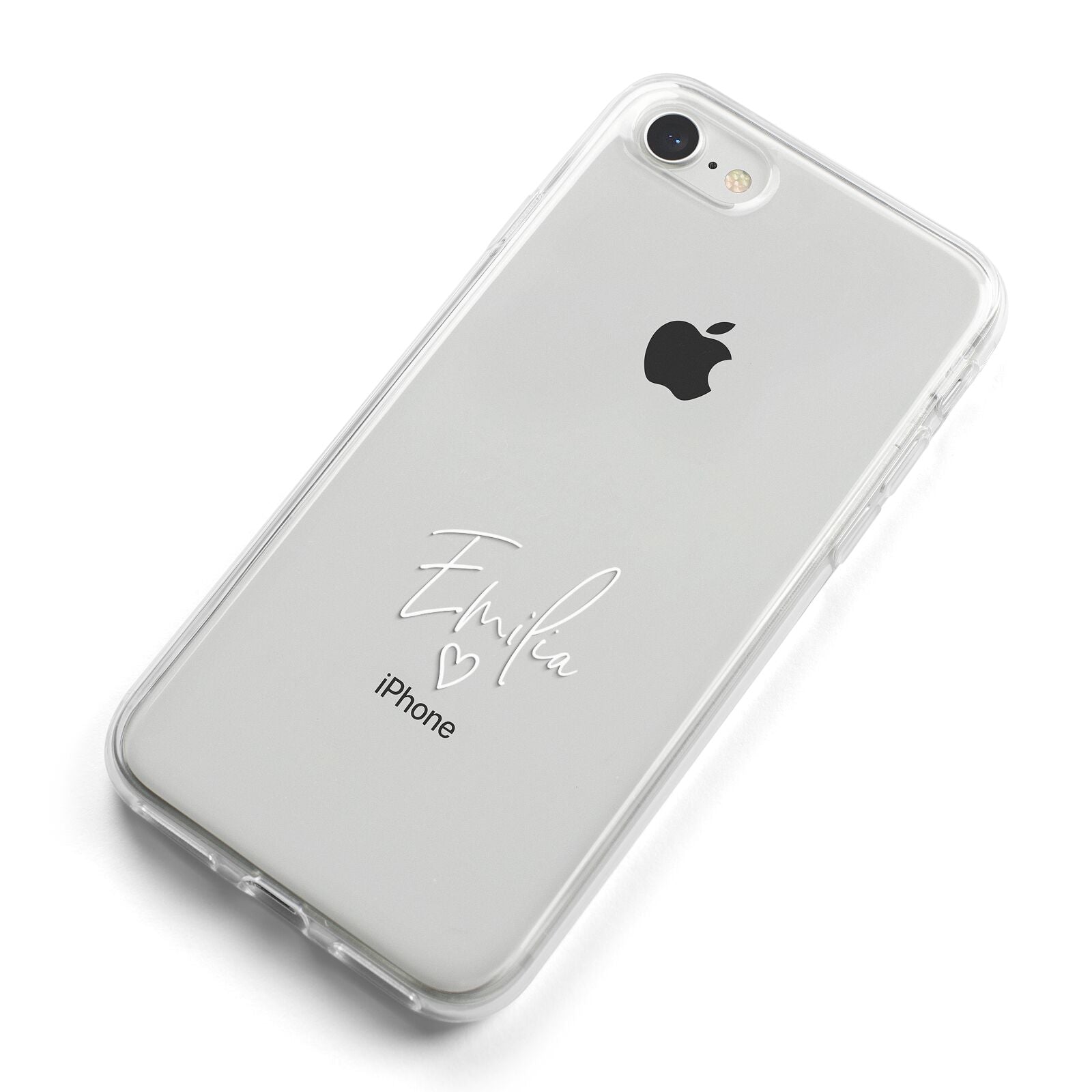White Handwritten Name Transparent iPhone 8 Bumper Case on Silver iPhone Alternative Image