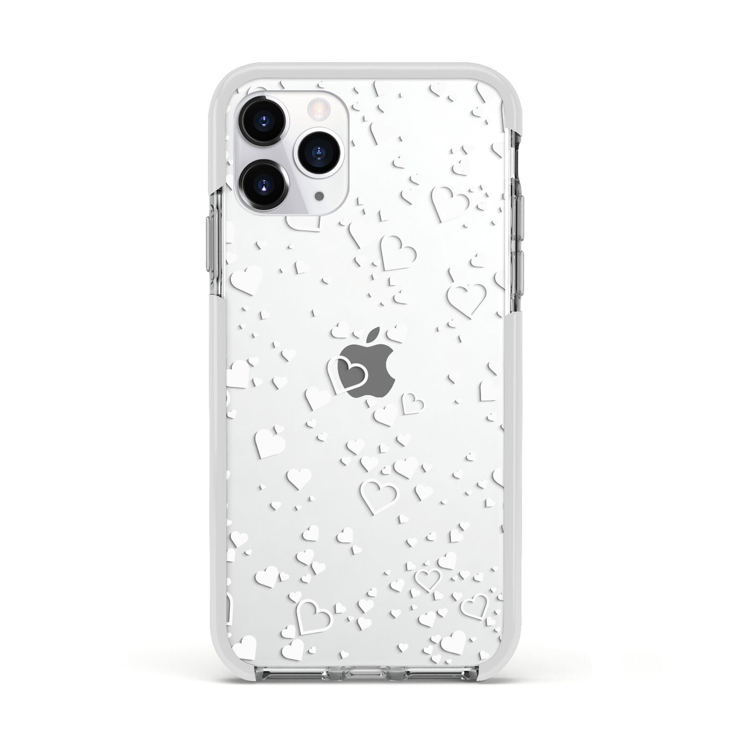 White Heart Apple iPhone 11 Pro in Silver with White Impact Case