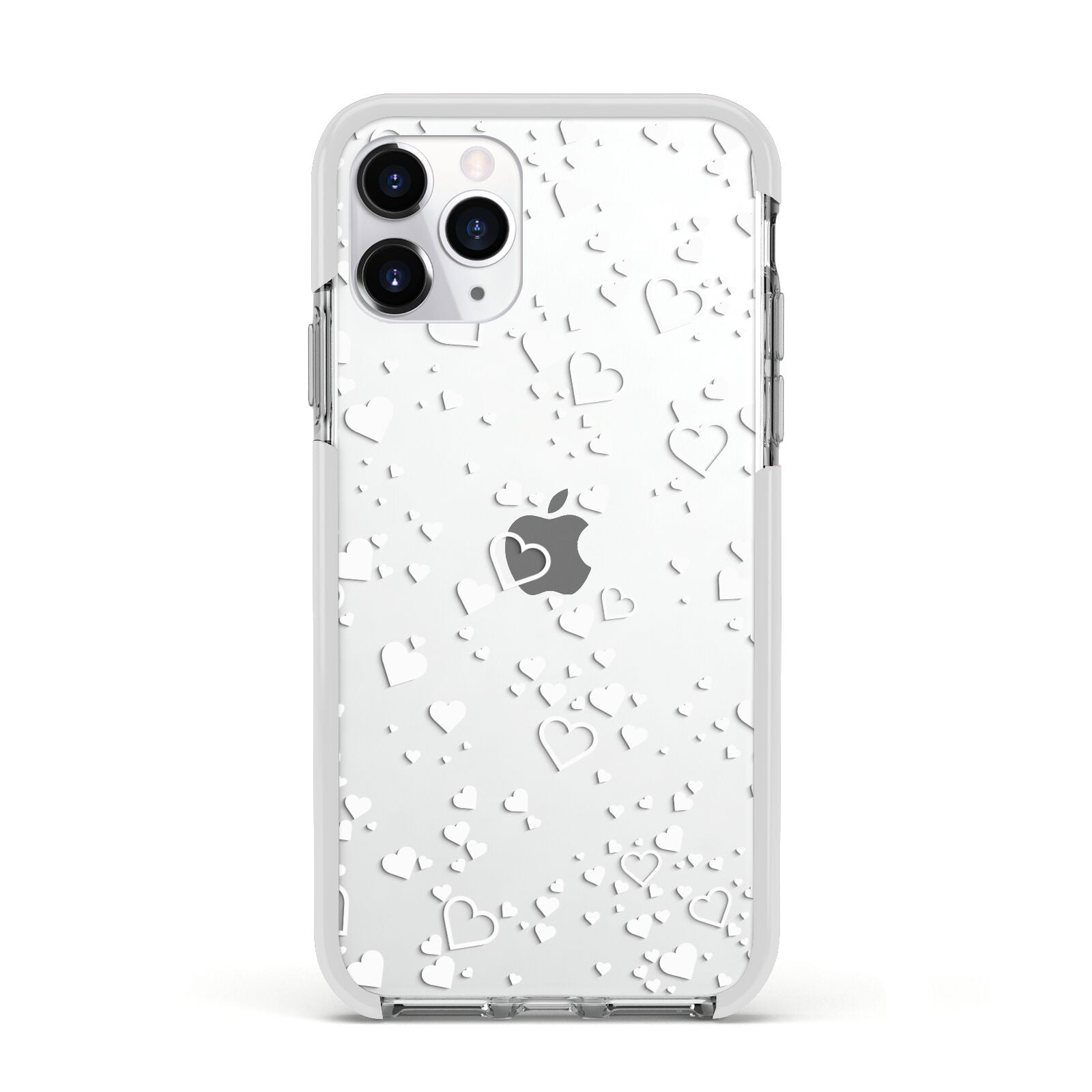 White Heart Apple iPhone 11 Pro in Silver with White Impact Case