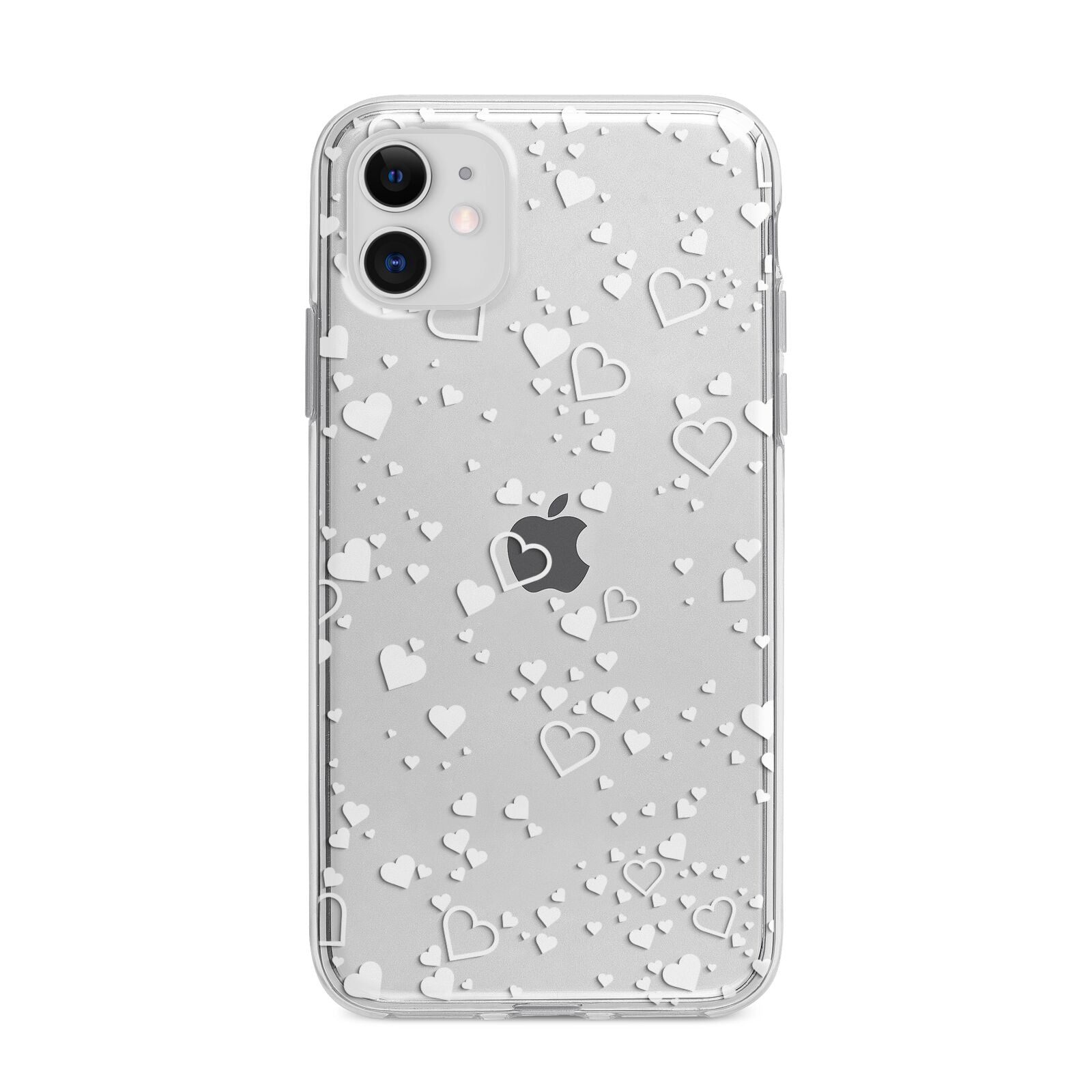 White Heart Apple iPhone 11 in White with Bumper Case
