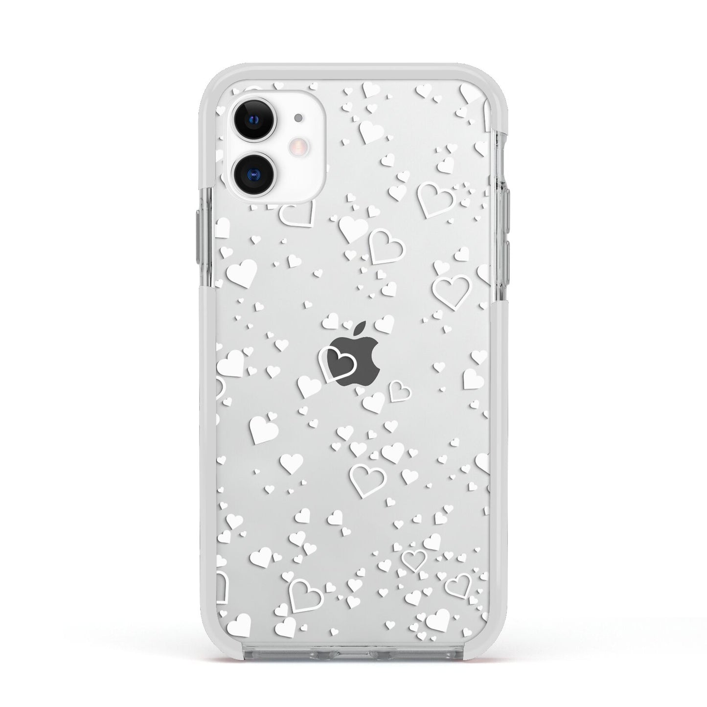 White Heart Apple iPhone 11 in White with White Impact Case