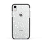 White Heart Apple iPhone XR Impact Case Black Edge on Silver Phone