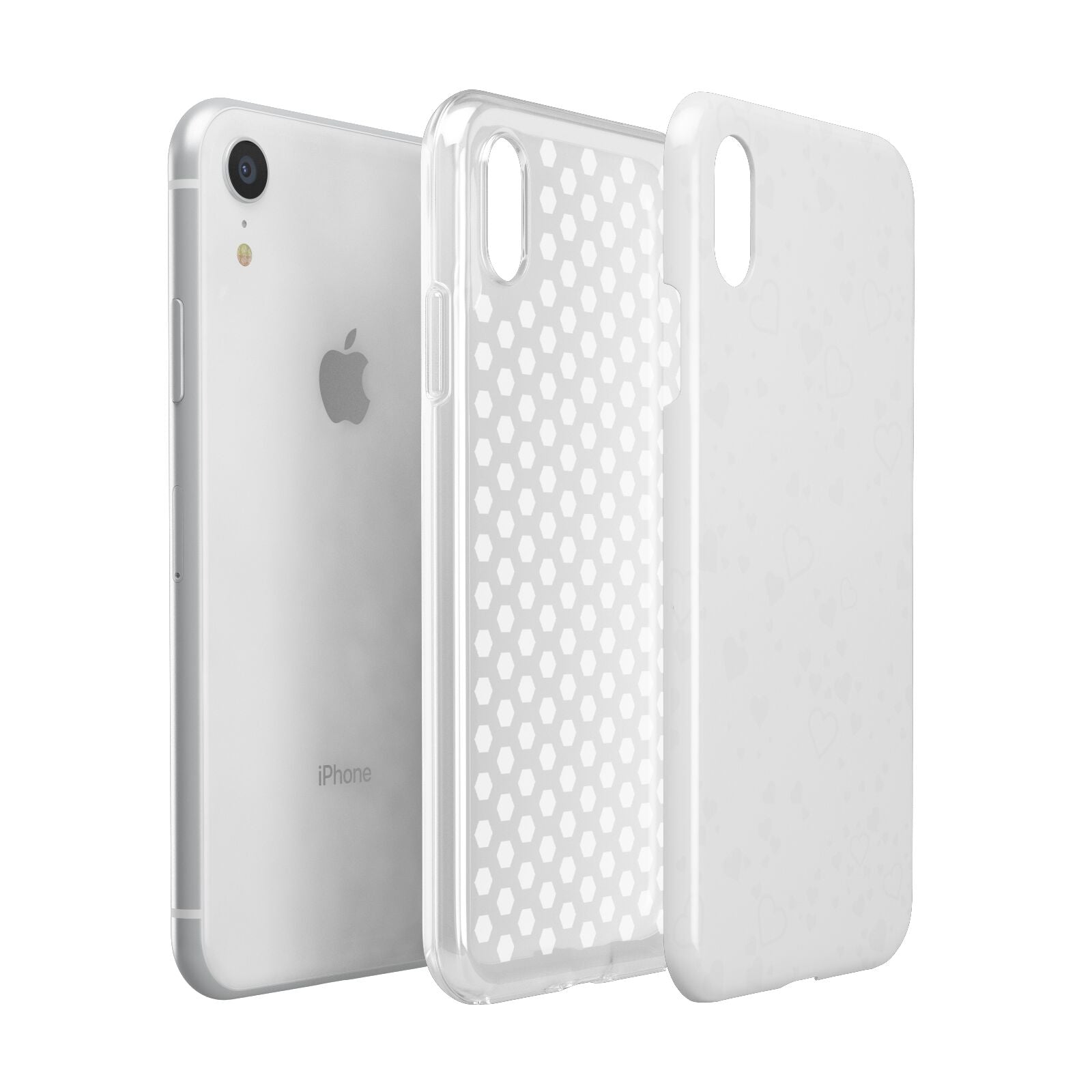 White Heart Apple iPhone XR White 3D Tough Case Expanded view