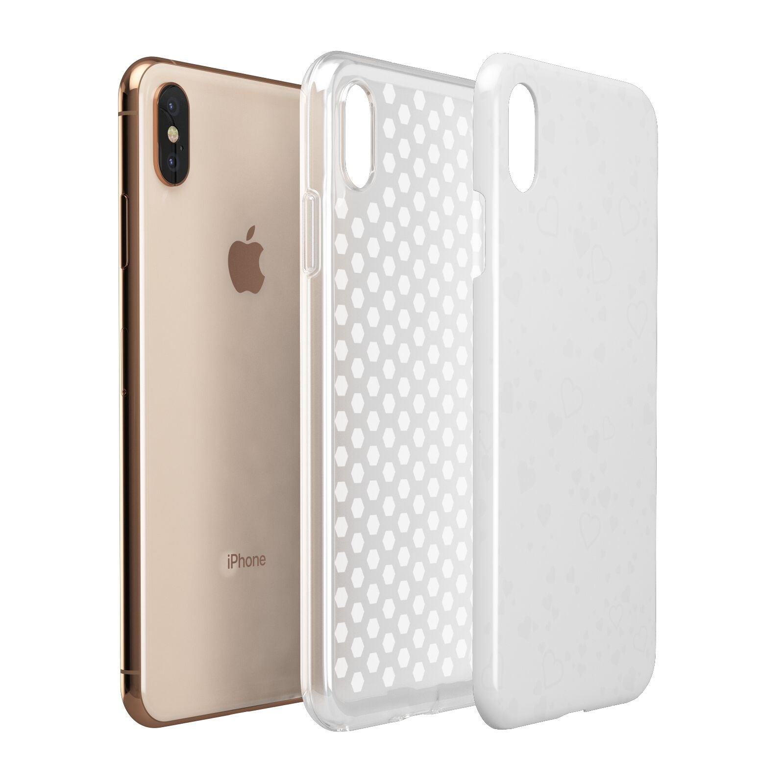 White Heart Apple iPhone Xs Max 3D Tough Case Expanded View