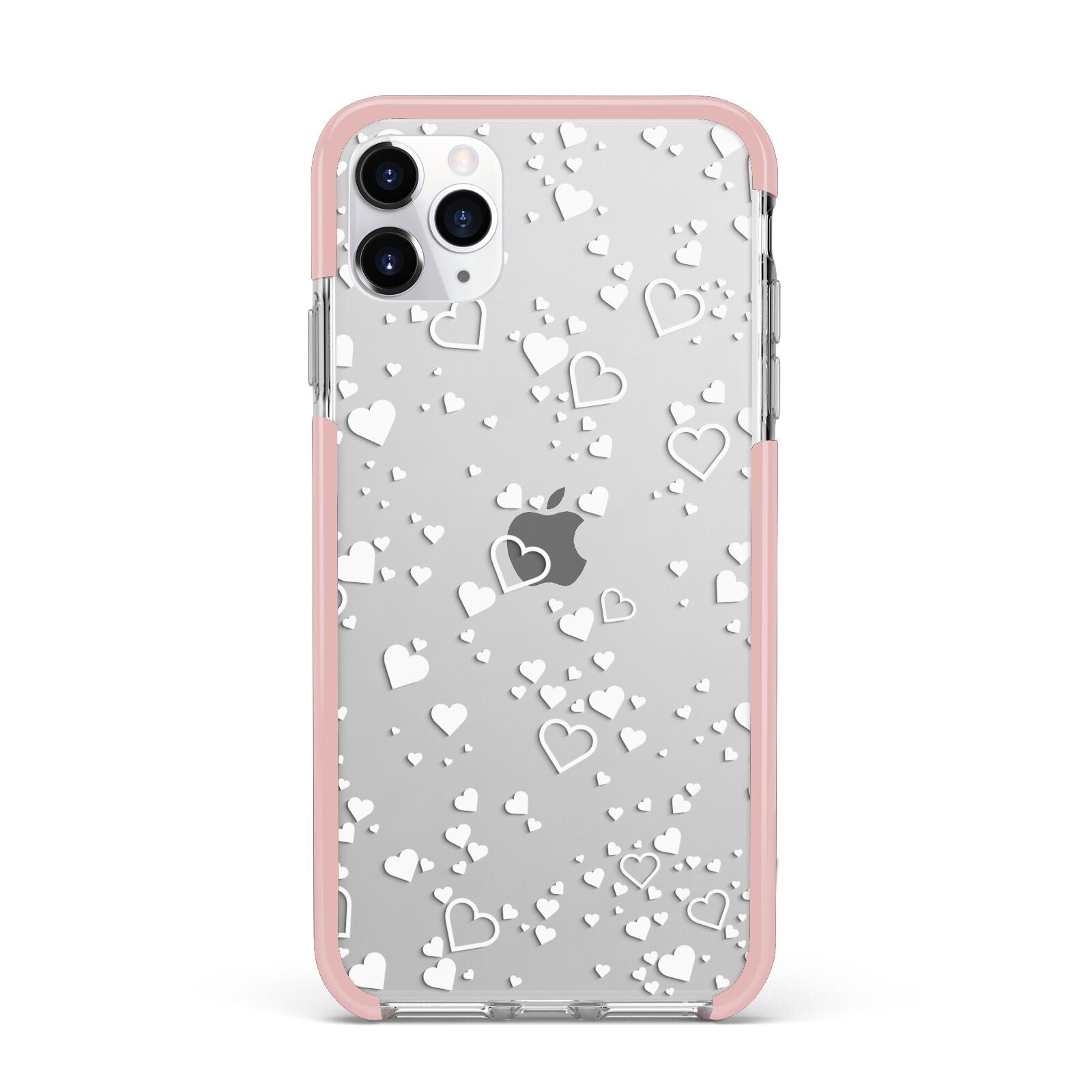 White Heart iPhone 11 Pro Max Impact Pink Edge Case