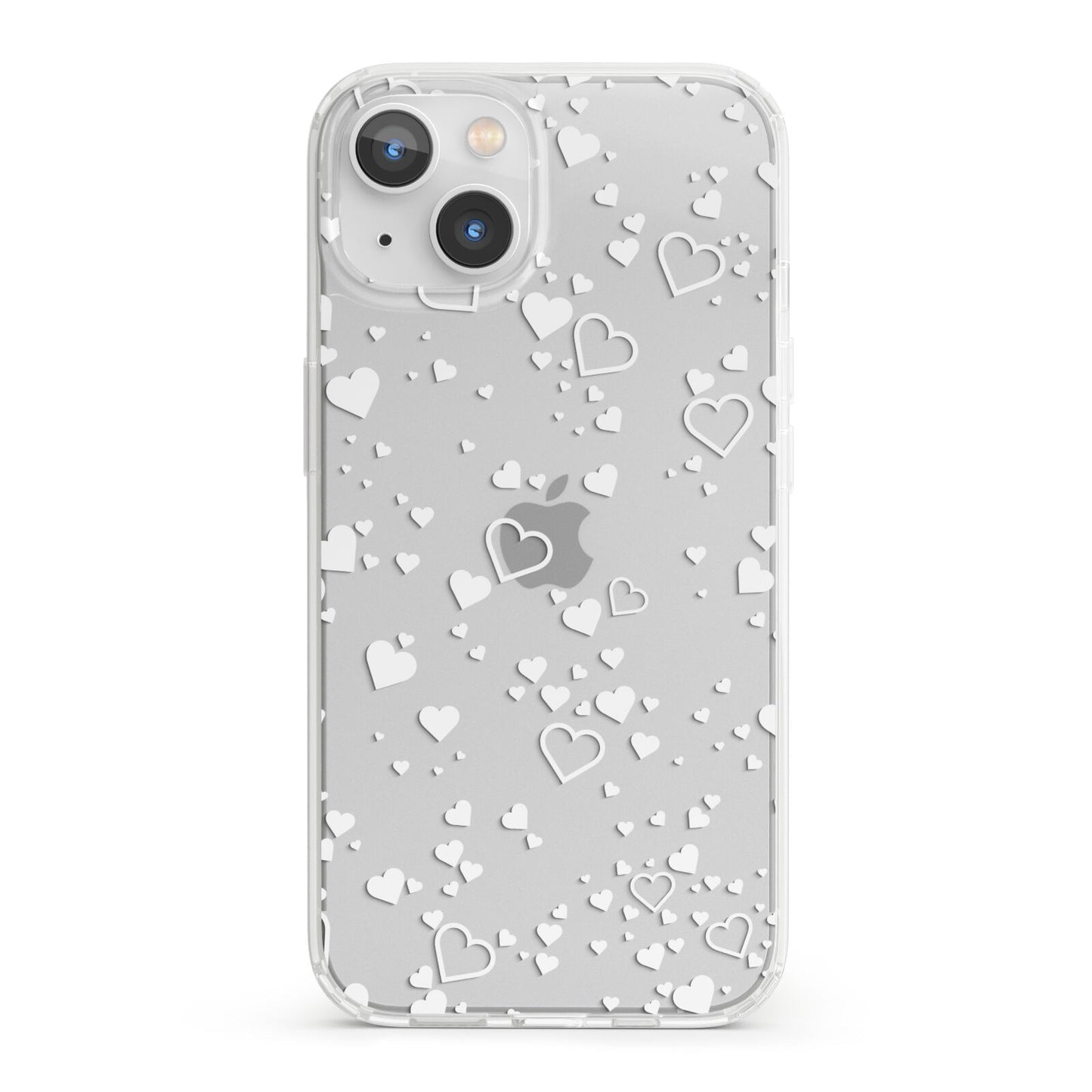 White Heart iPhone 13 Clear Bumper Case