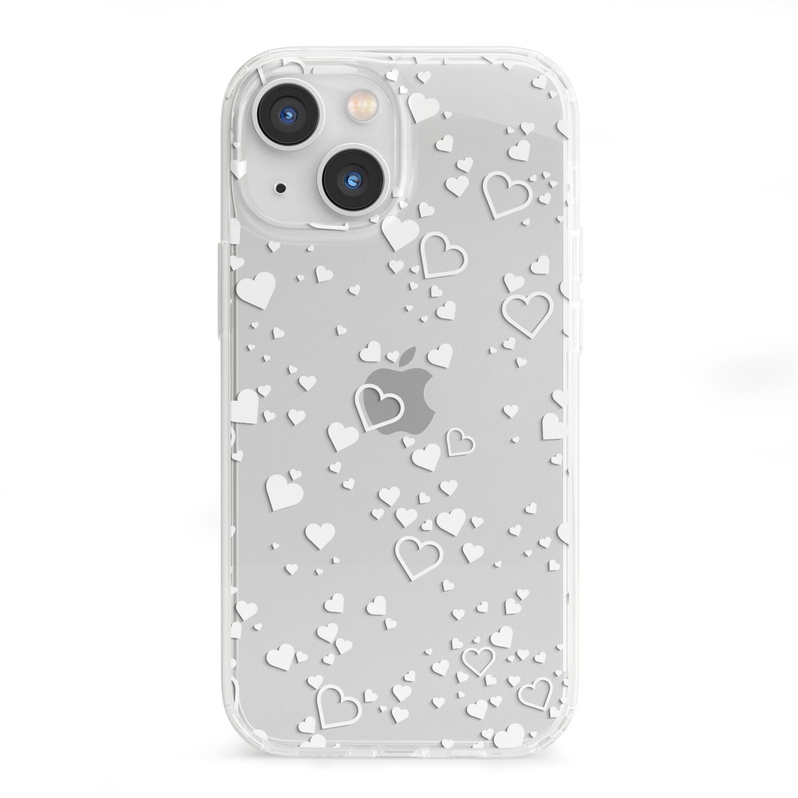 White Heart iPhone 13 Mini Clear Bumper Case