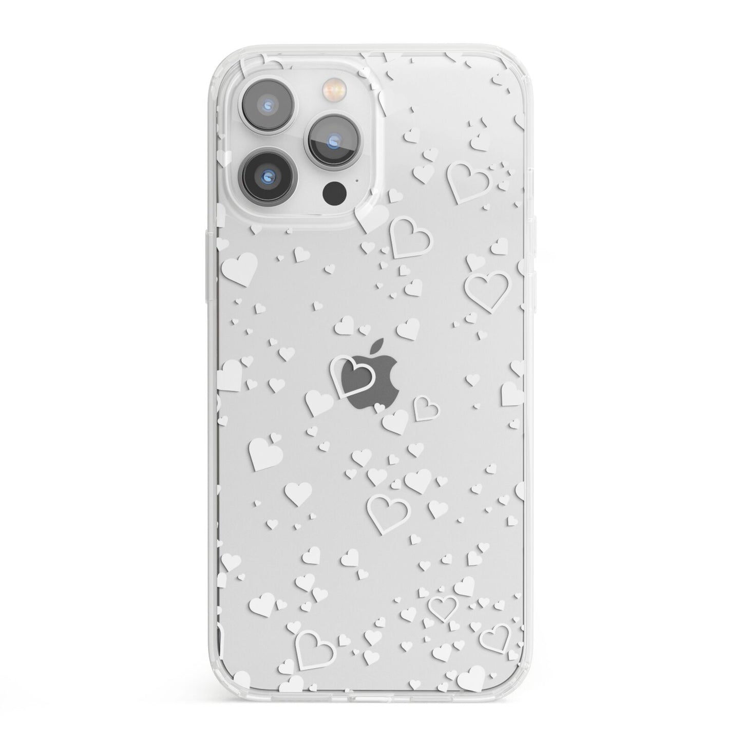 White Heart iPhone 13 Pro Max Clear Bumper Case