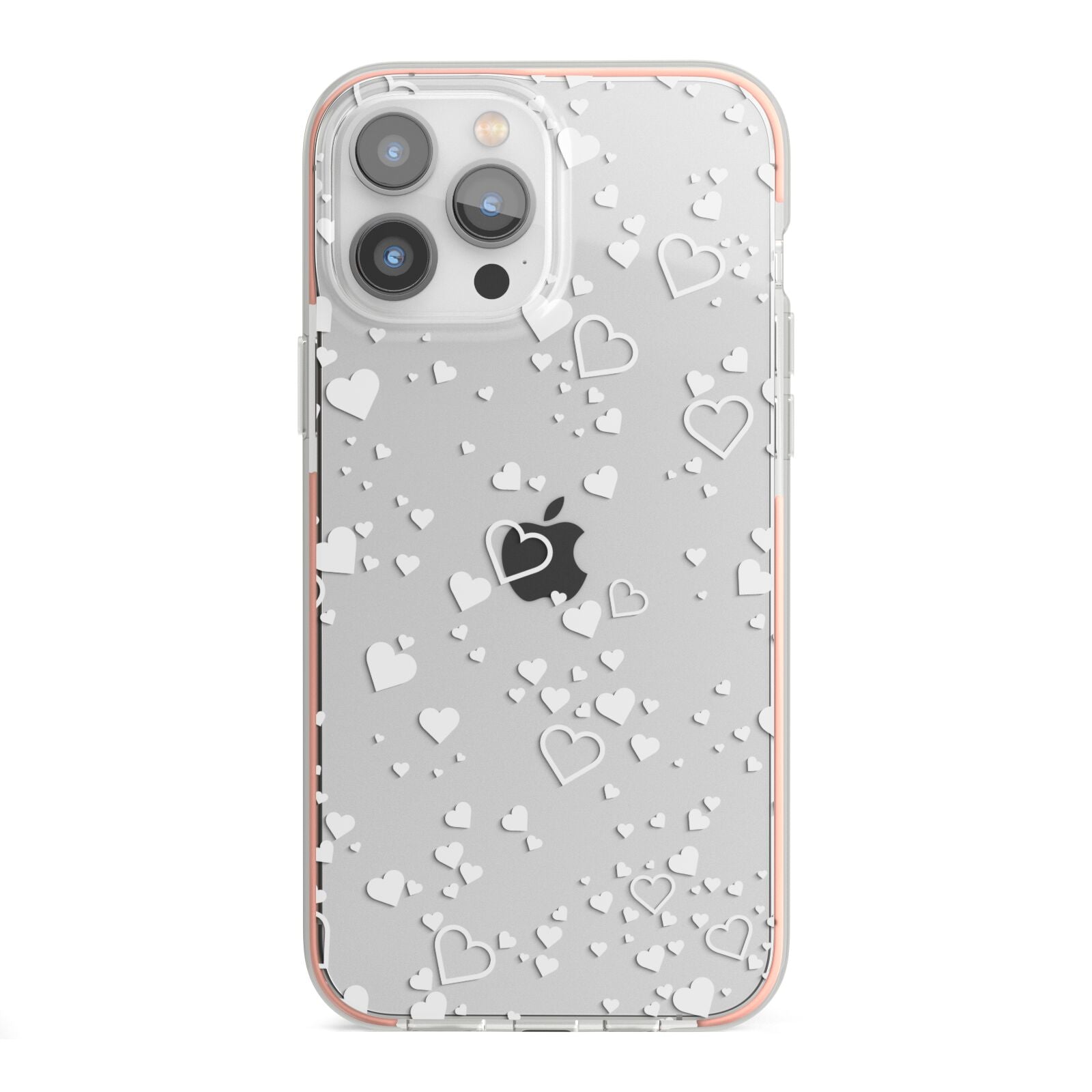 White Heart iPhone 13 Pro Max TPU Impact Case with Pink Edges