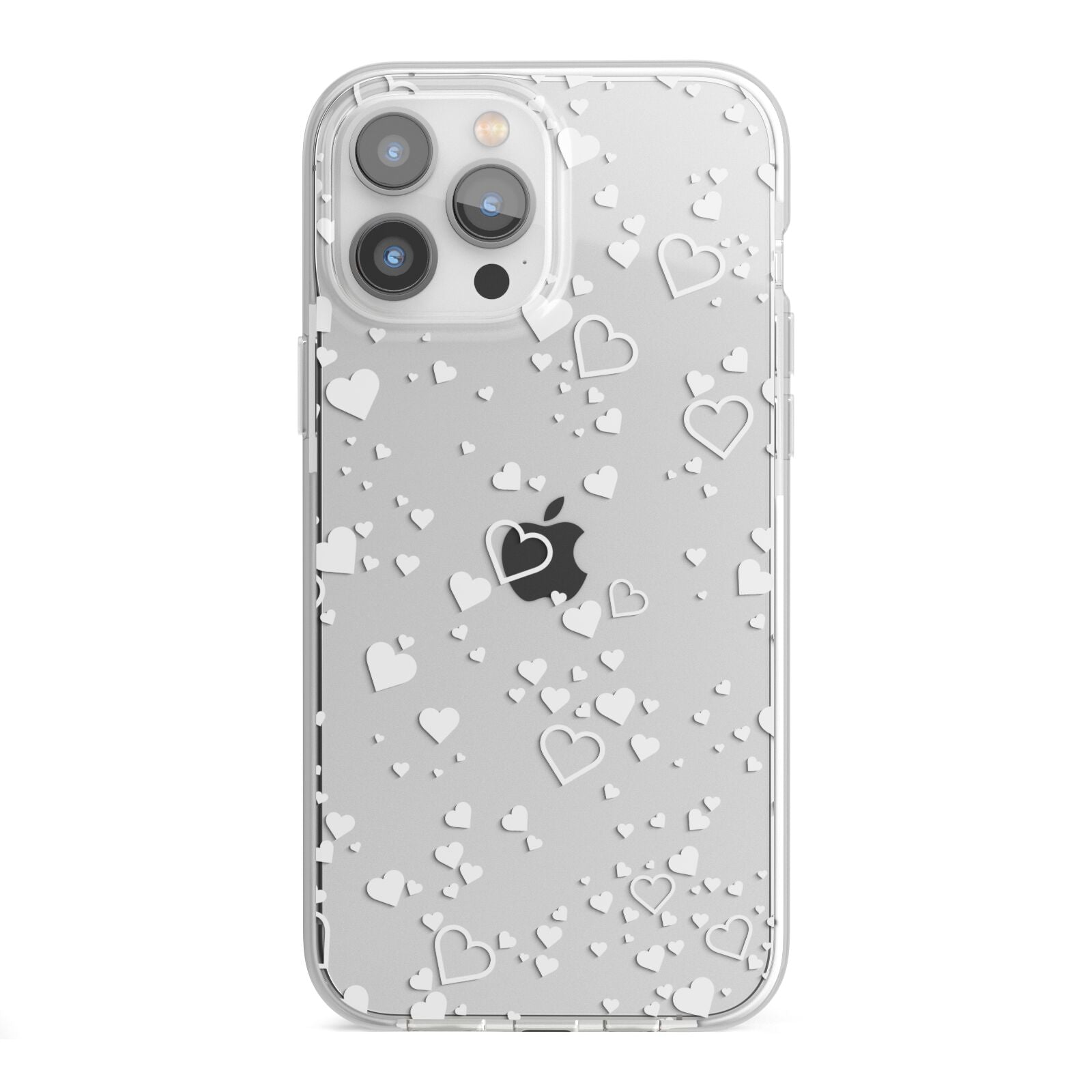 White Heart iPhone 13 Pro Max TPU Impact Case with White Edges