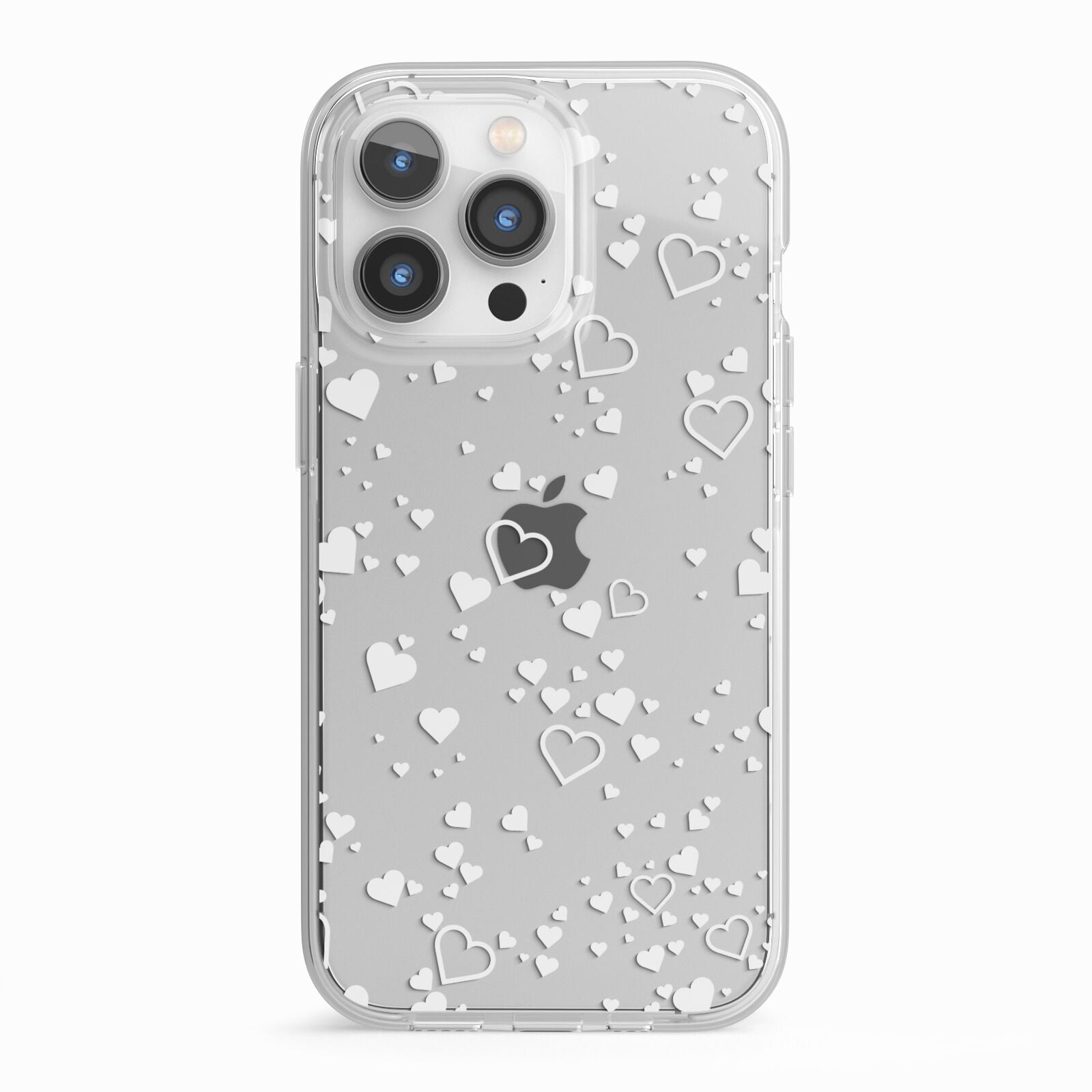 White Heart iPhone 13 Pro TPU Impact Case with White Edges