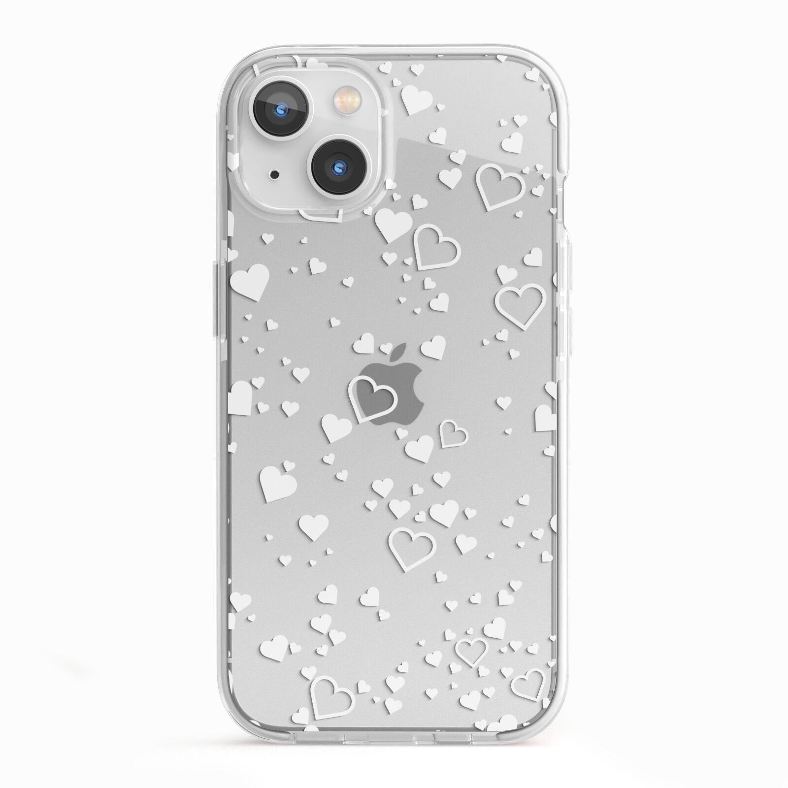White Heart iPhone 13 TPU Impact Case with White Edges