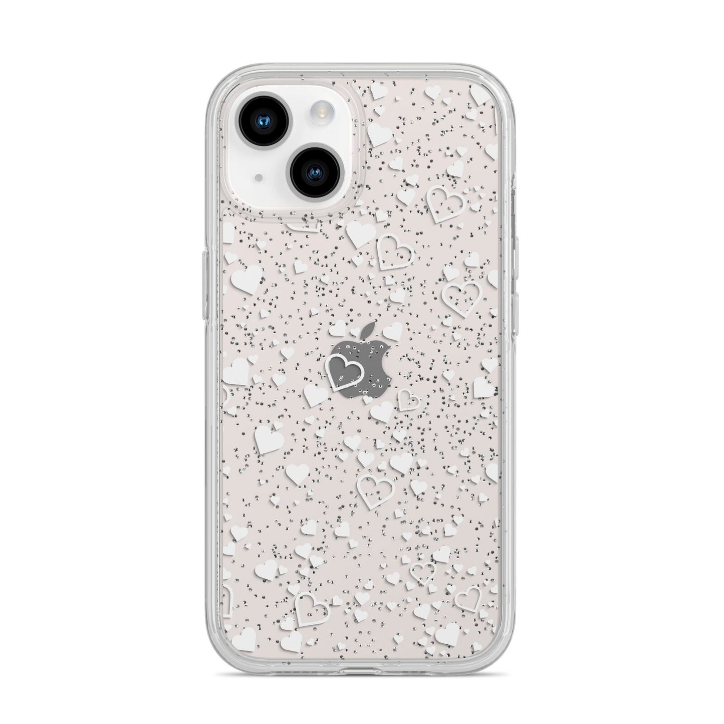 White Heart iPhone 14 Glitter Tough Case Starlight