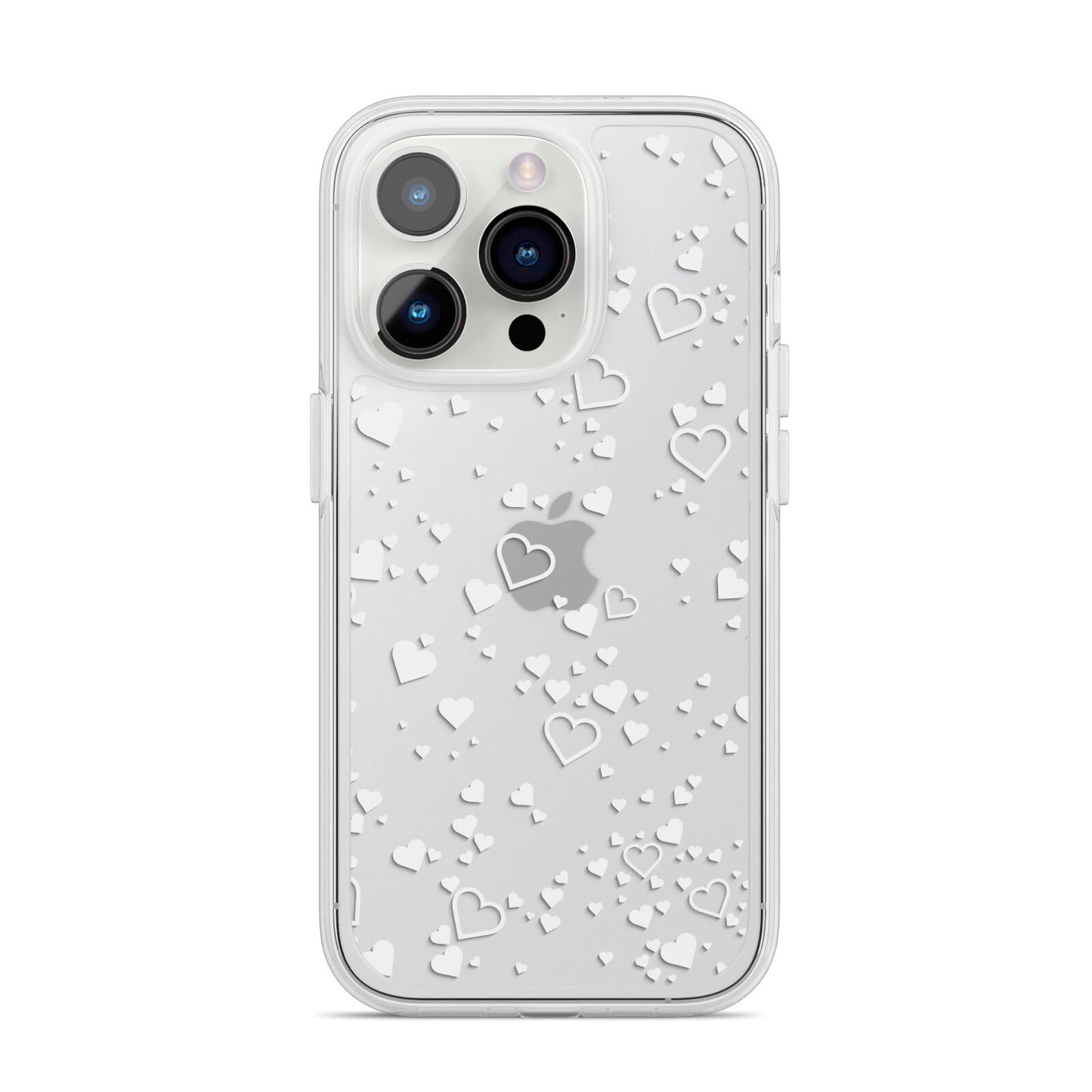 White Heart iPhone 14 Pro Clear Tough Case Silver