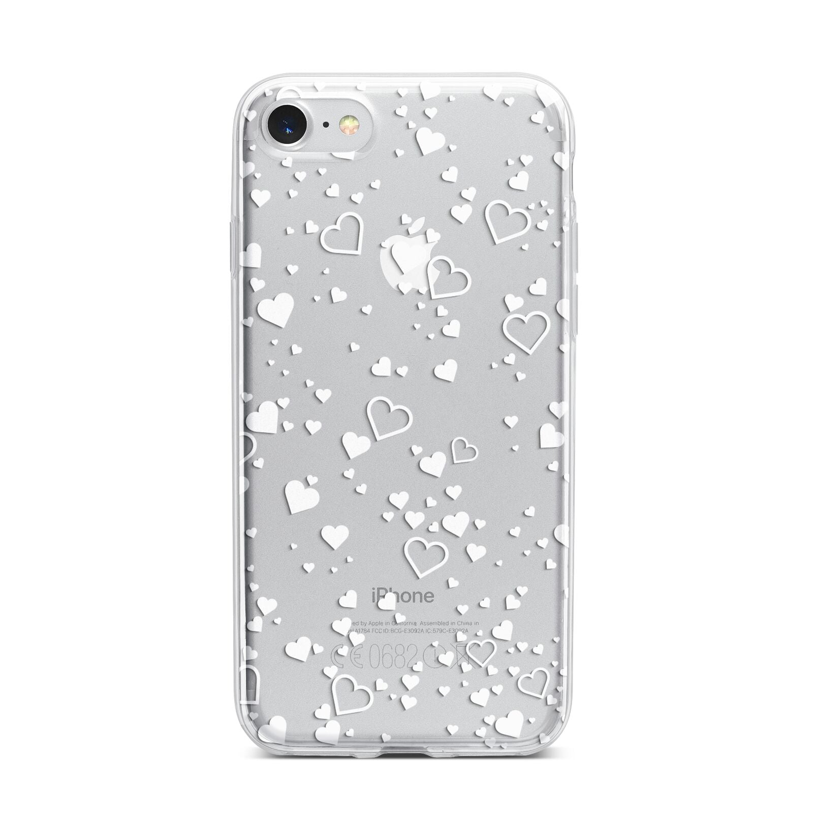 White Heart iPhone 7 Bumper Case on Silver iPhone