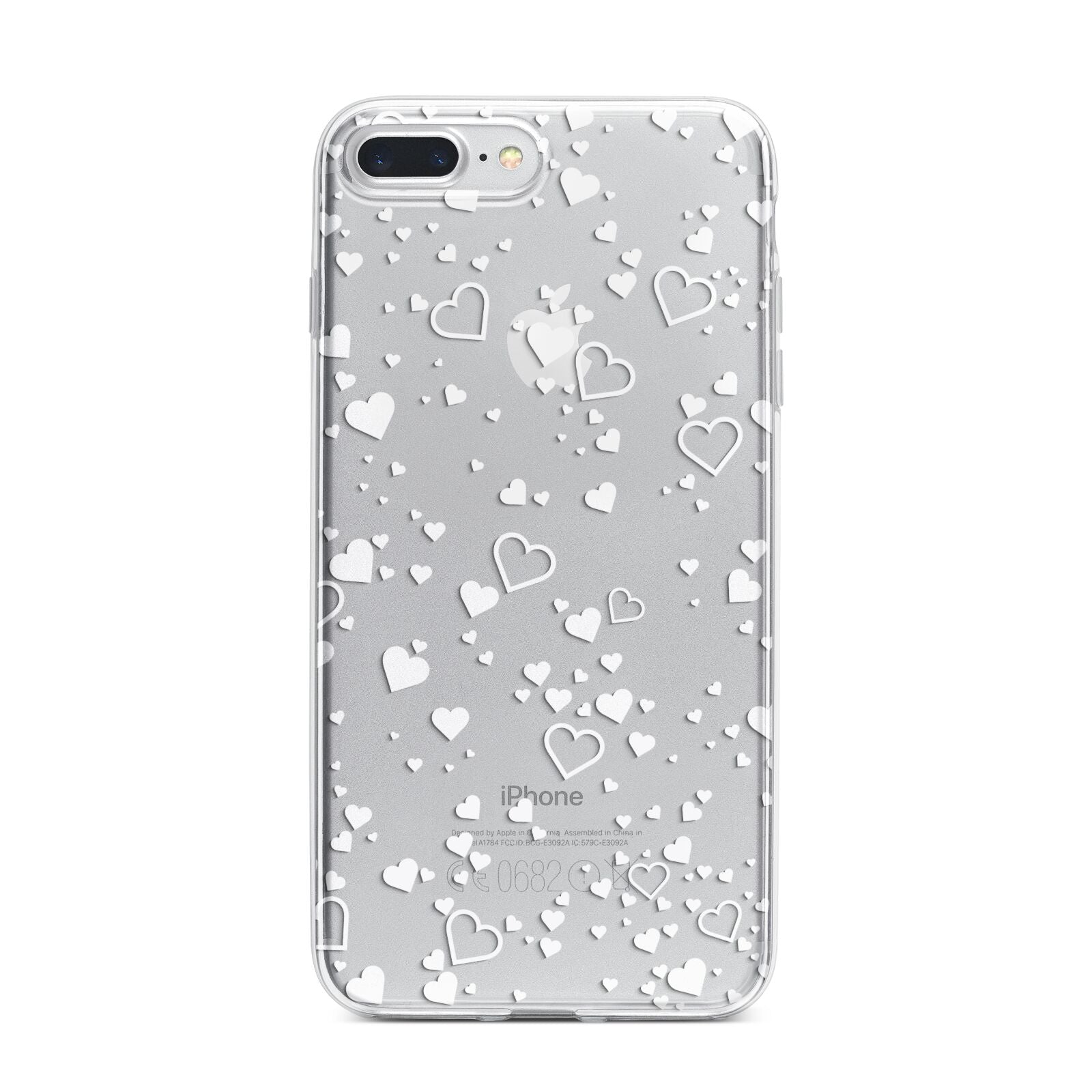 White Heart iPhone 7 Plus Bumper Case on Silver iPhone
