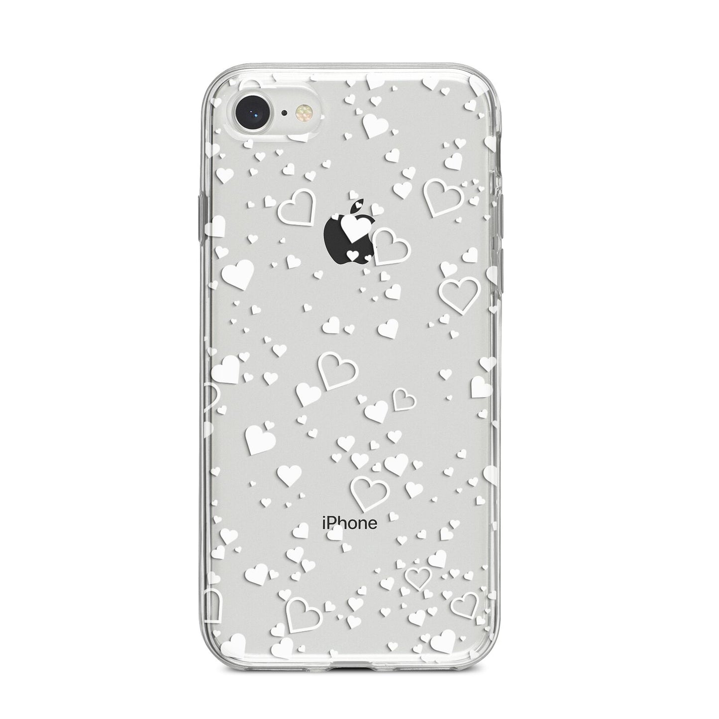 White Heart iPhone 8 Bumper Case on Silver iPhone