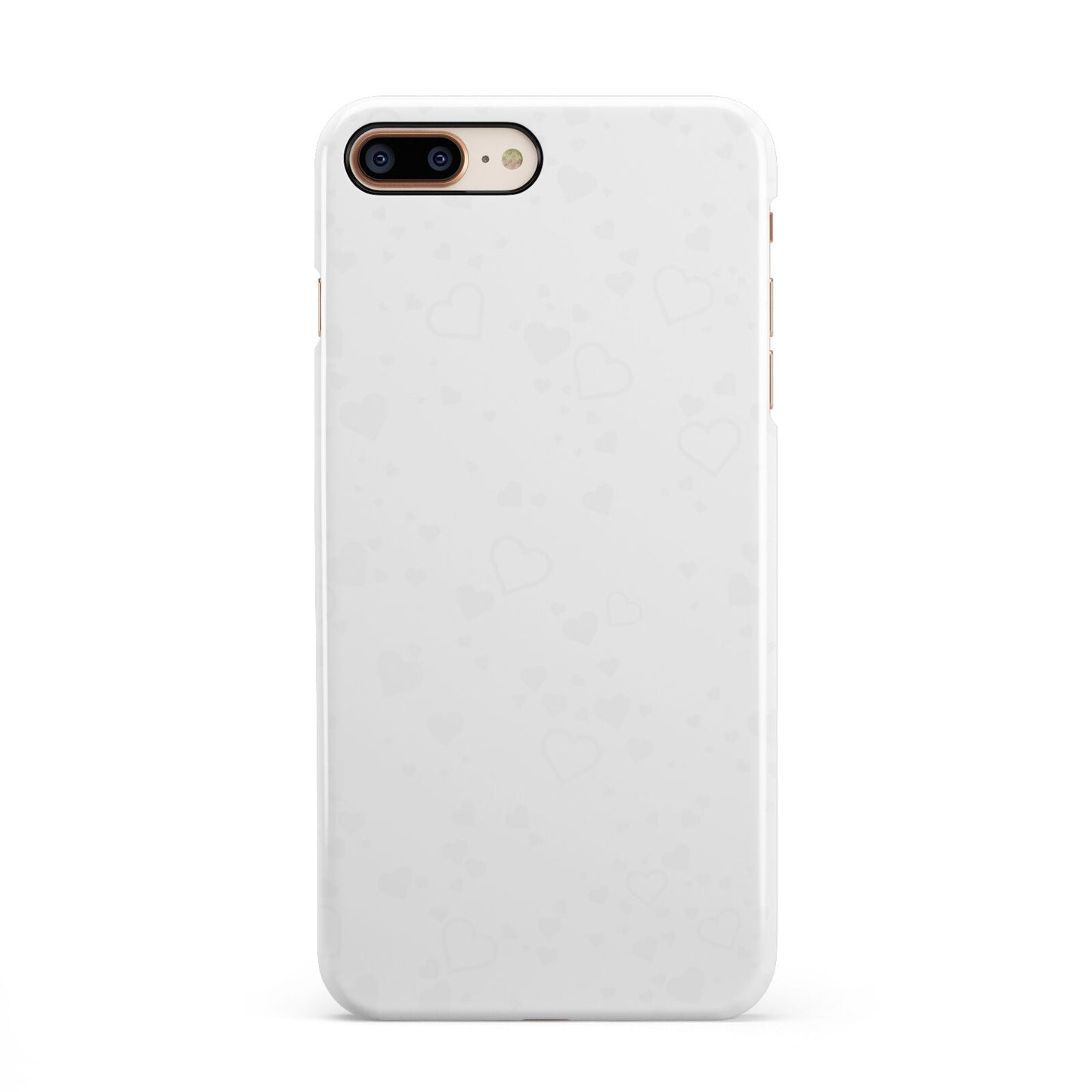 White Heart iPhone 8 Plus 3D Snap Case on Gold Phone
