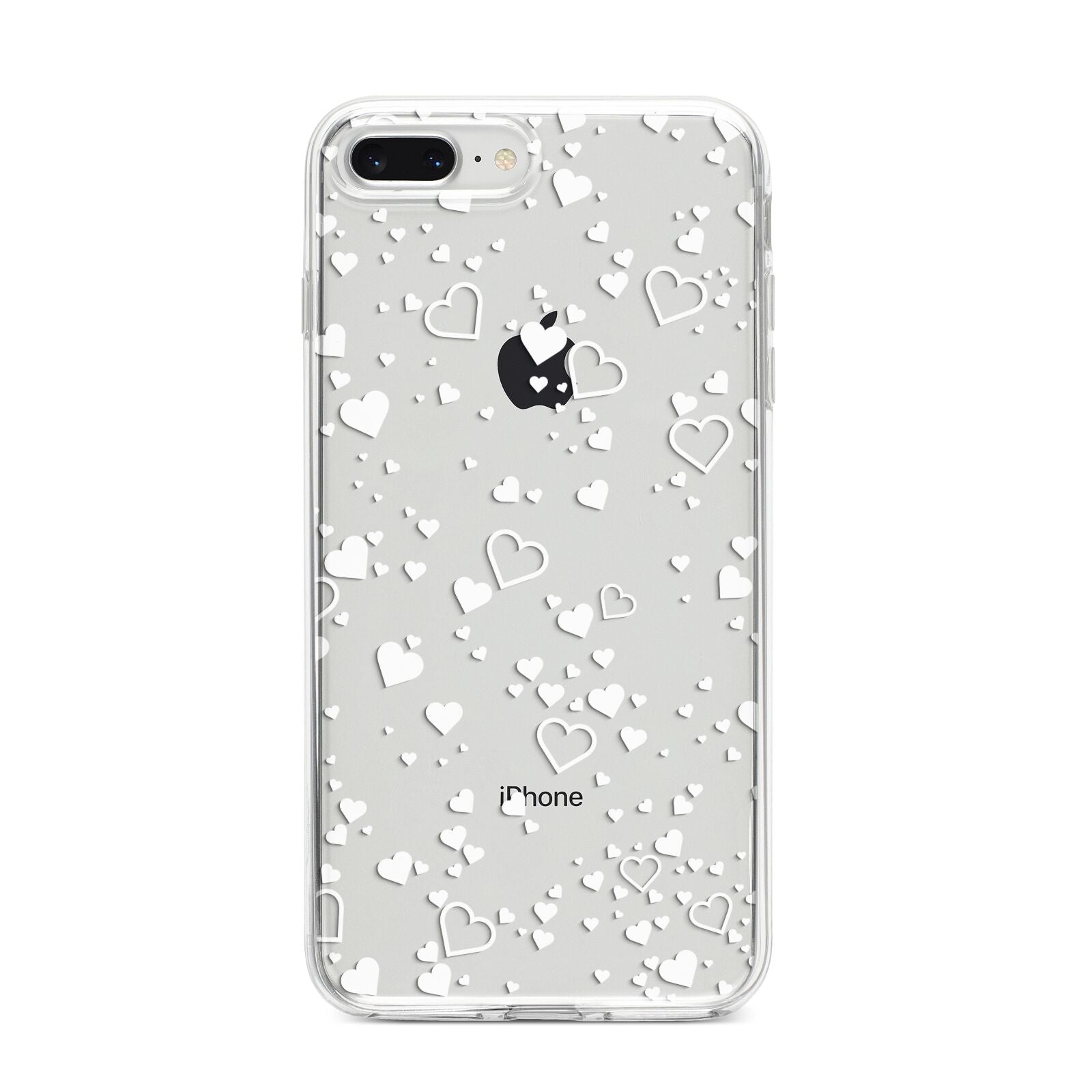 White Heart iPhone 8 Plus Bumper Case on Silver iPhone