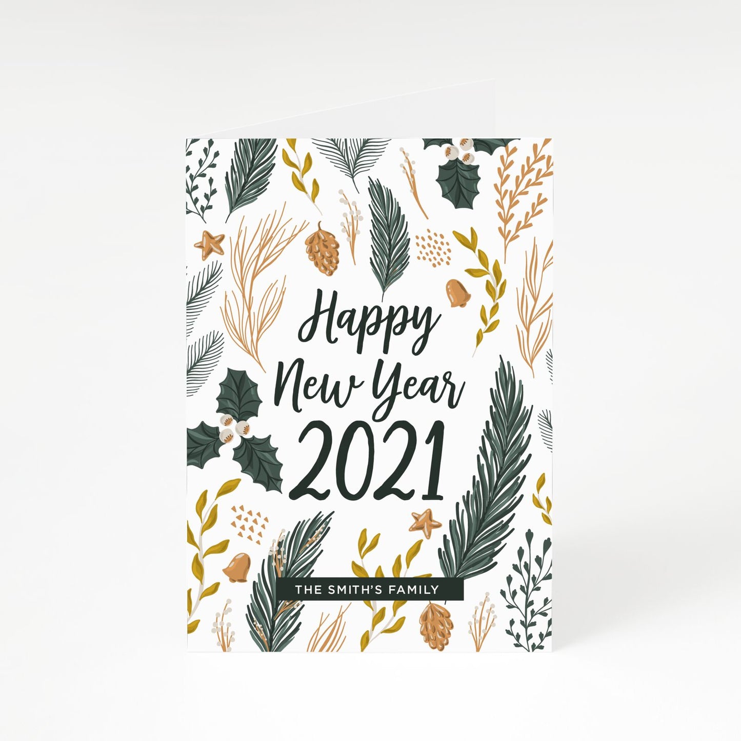 White Pine Family Name New Year s A5 Greetings Card
