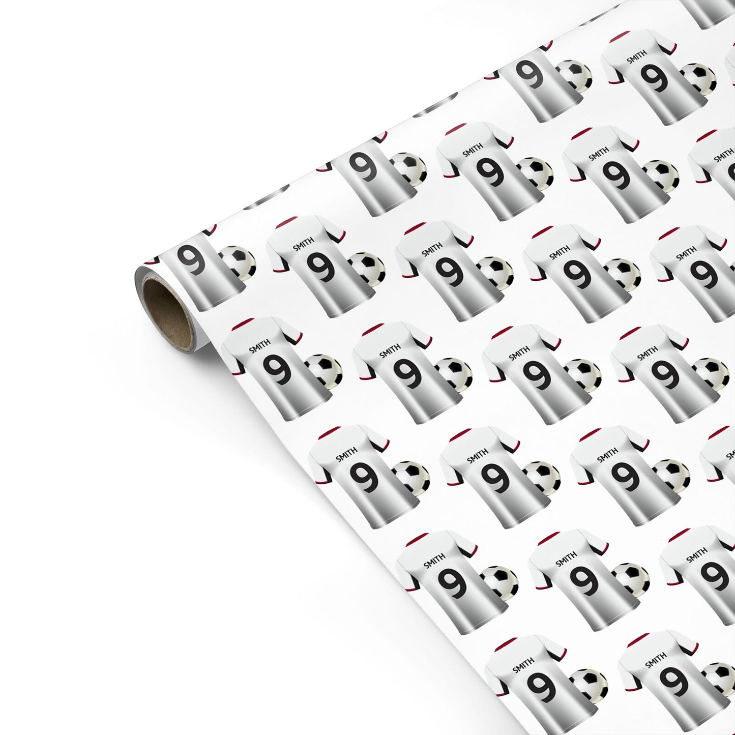 White Red Personalised Football Shirt Personalised Gift Wrap