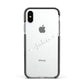 White Sloped Handwritten Name Apple iPhone Xs Impact Case Black Edge on Silver Phone