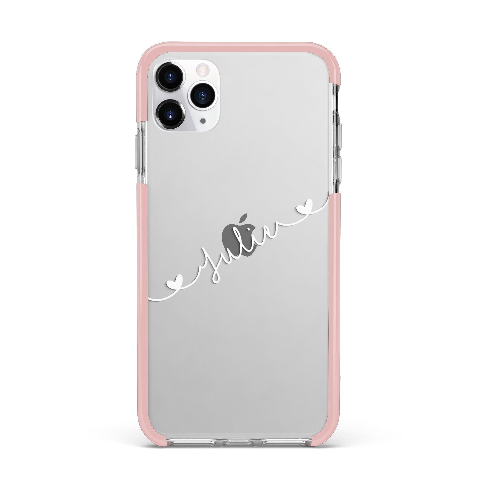 White Sloped Handwritten Name iPhone 11 Pro Max Impact Pink Edge Case