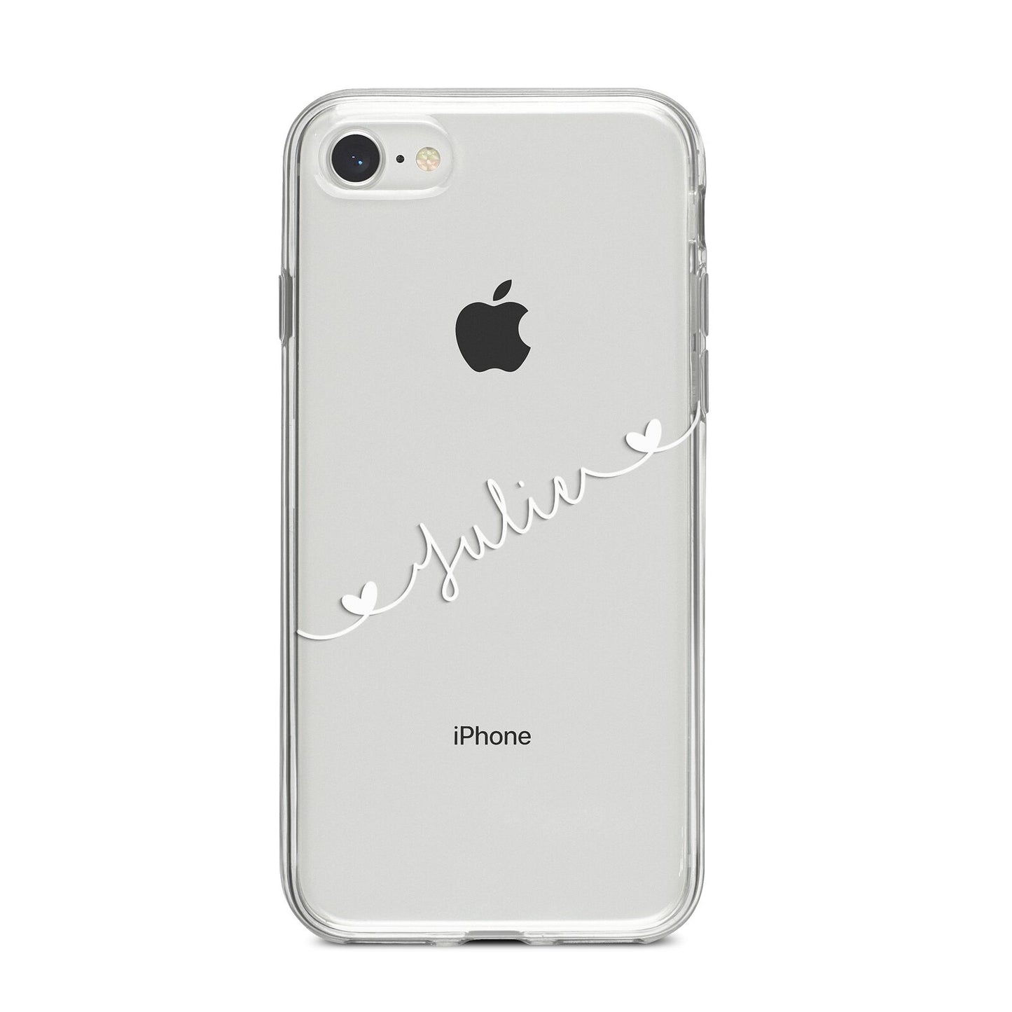 White Sloped Handwritten Name iPhone 8 Bumper Case on Silver iPhone