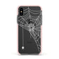 White Spiders Web with Transparent Background Apple iPhone Xs Impact Case Pink Edge on Black Phone