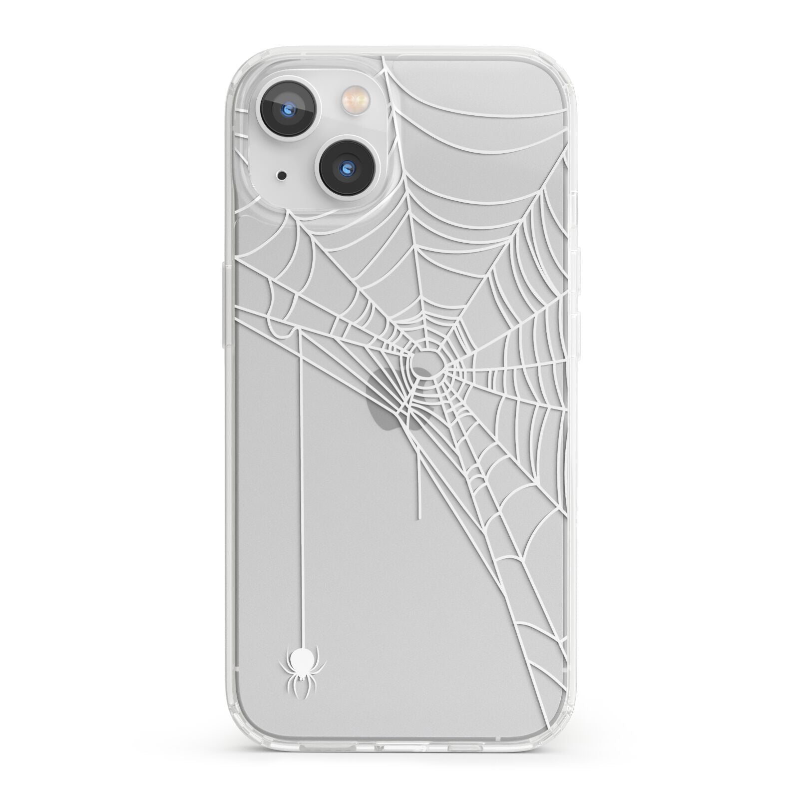 White Spiders Web with Transparent Background iPhone 13 Clear Bumper Case