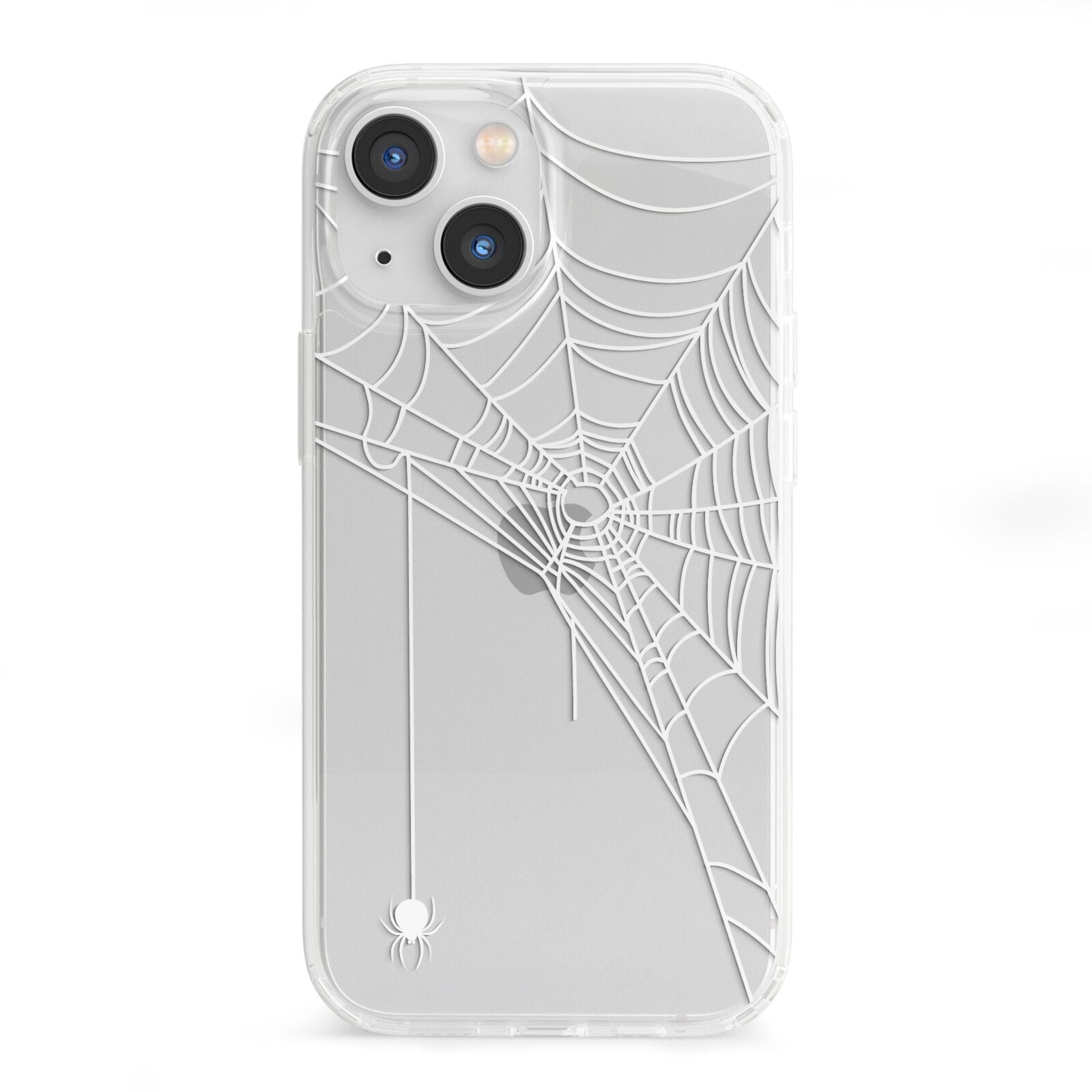 White Spiders Web with Transparent Background iPhone 13 Mini Clear Bumper Case