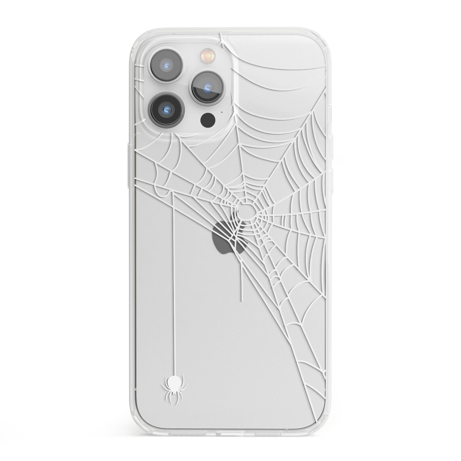 White Spiders Web with Transparent Background iPhone 13 Pro Max Clear Bumper Case