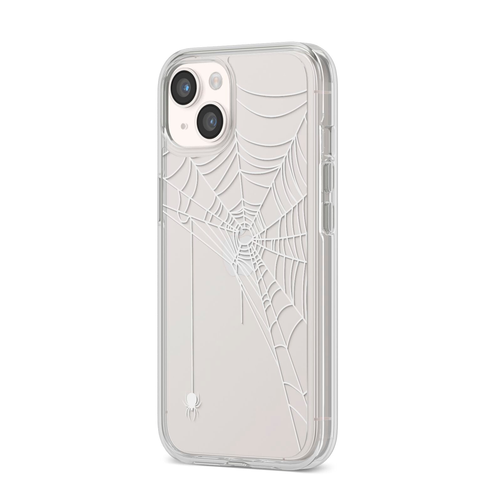 White Spiders Web with Transparent Background iPhone 14 Clear Tough Case Starlight Angled Image