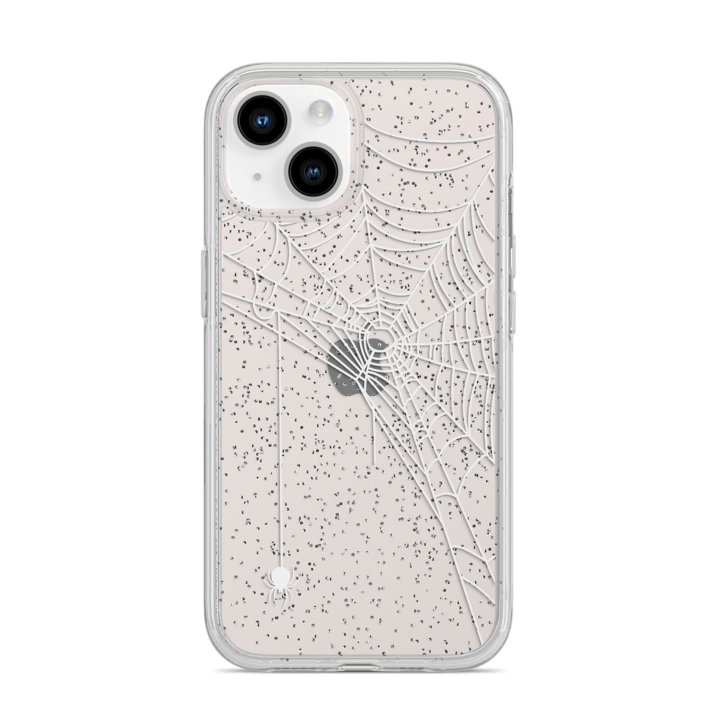 White Spiders Web with Transparent Background iPhone 14 Glitter Tough Case Starlight