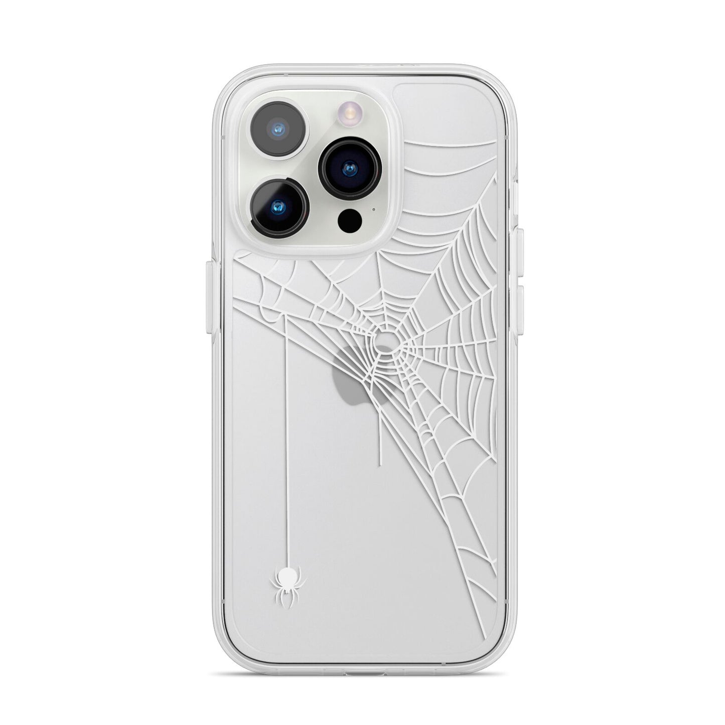 White Spiders Web with Transparent Background iPhone 14 Pro Clear Tough Case Silver