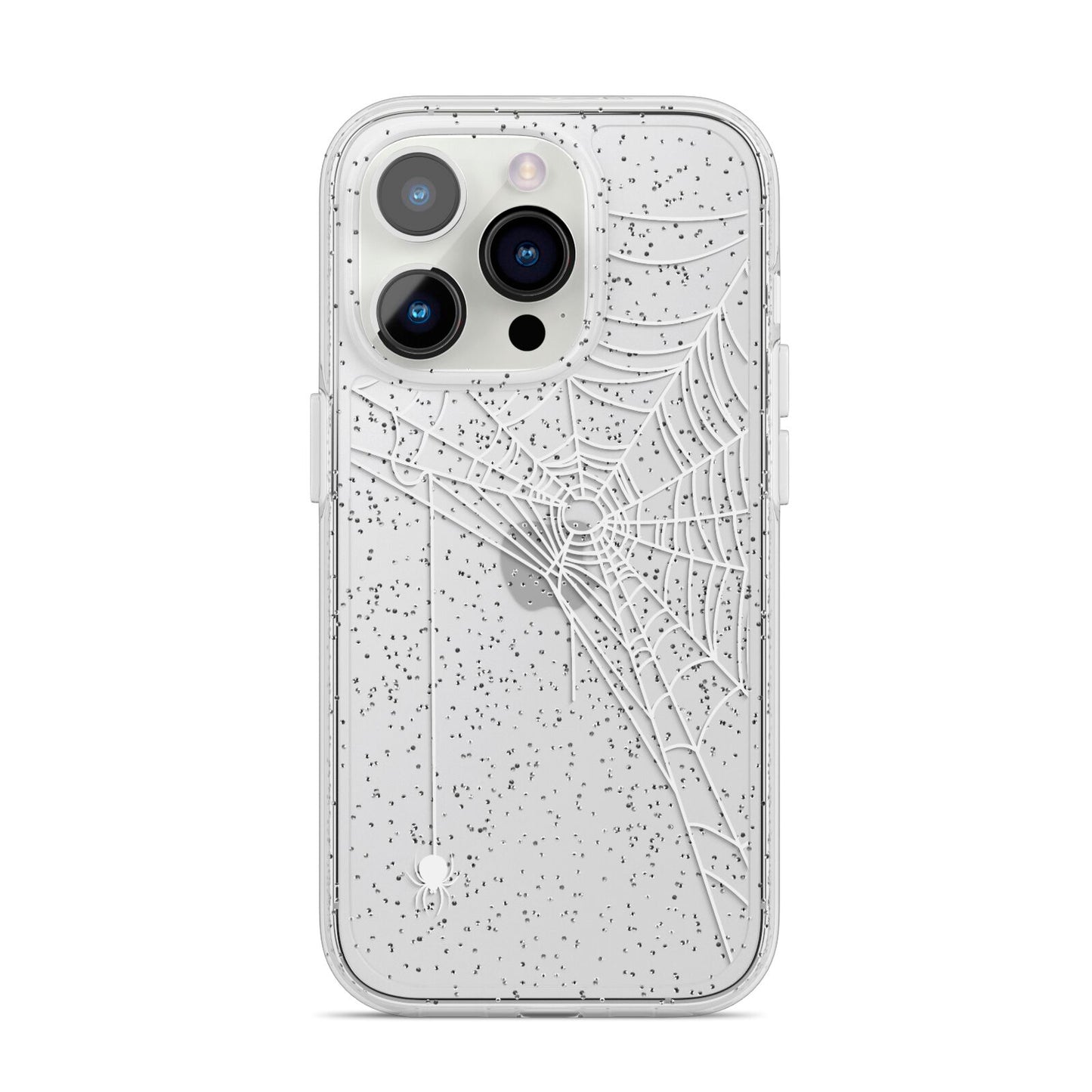 White Spiders Web with Transparent Background iPhone 14 Pro Glitter Tough Case Silver