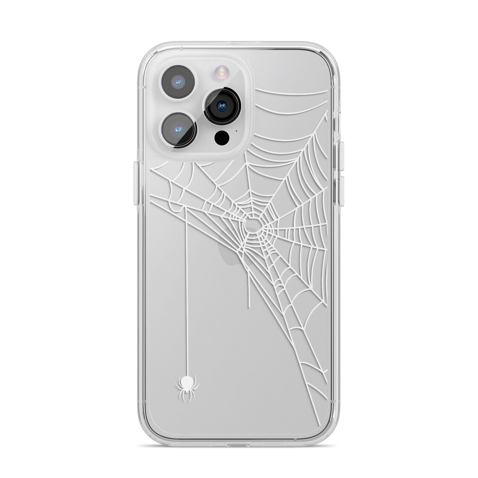 White Spiders Web with Transparent Background iPhone 14 Pro Max Clear Tough Case Silver