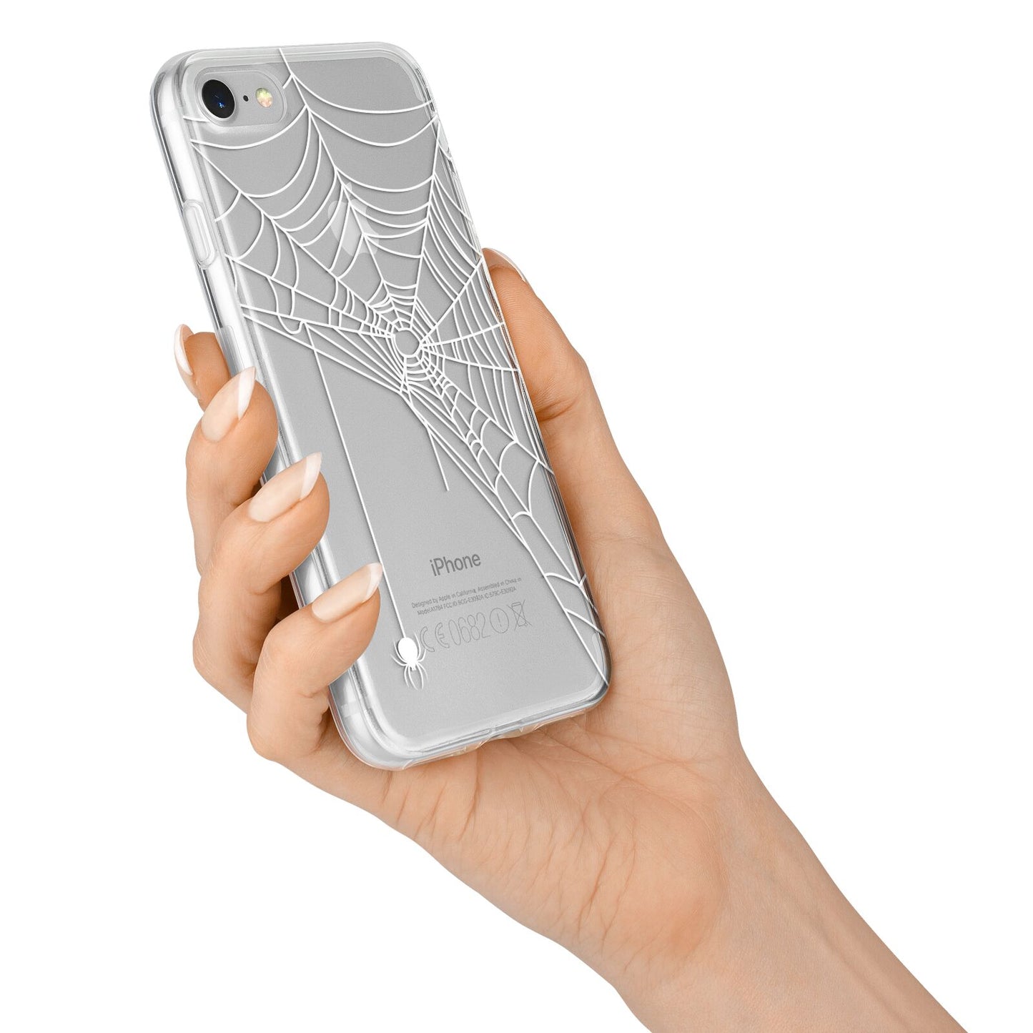 White Spiders Web with Transparent Background iPhone 7 Bumper Case on Silver iPhone Alternative Image